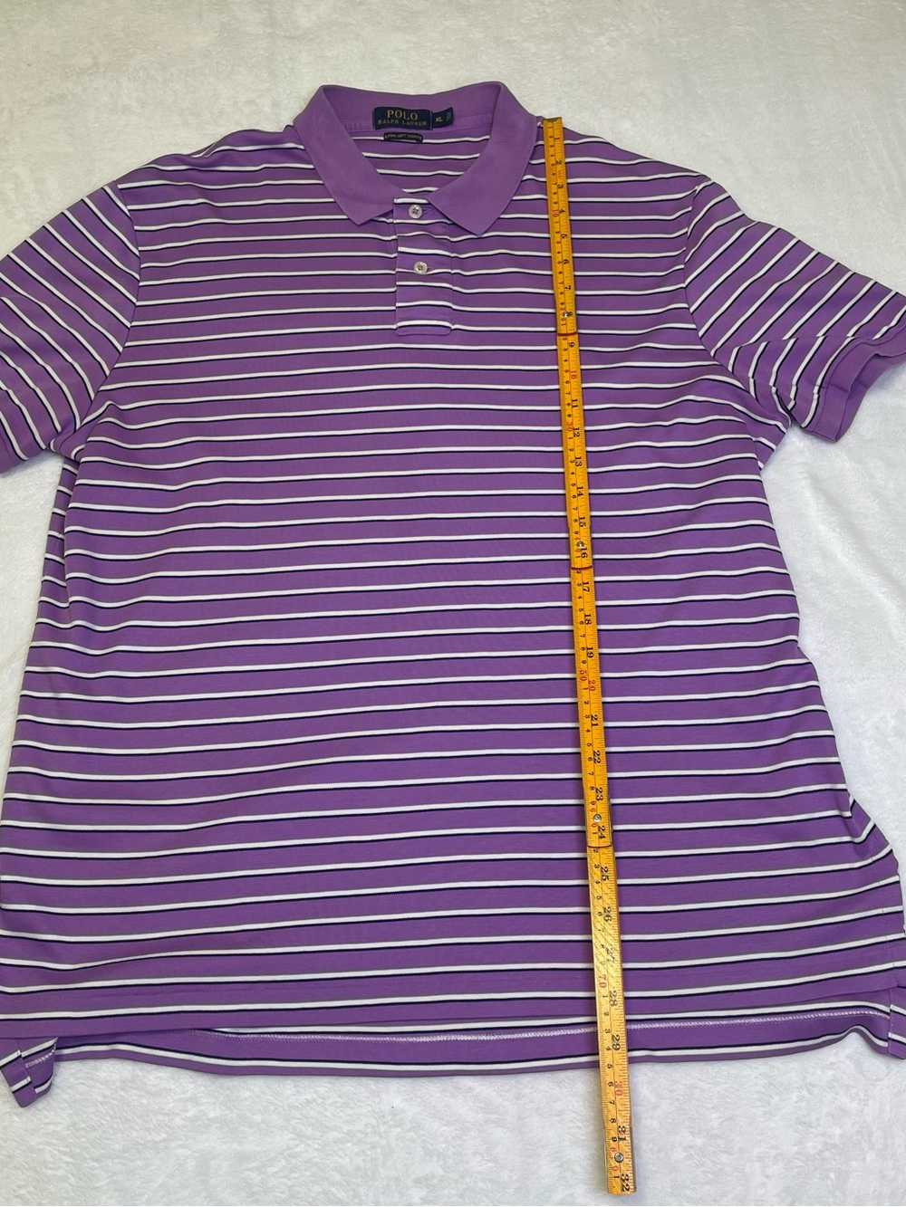Polo Ralph Lauren Men XL Purple White Striped Pima Soft Touch Short Sleeve Shirt - Picture 7 of 9